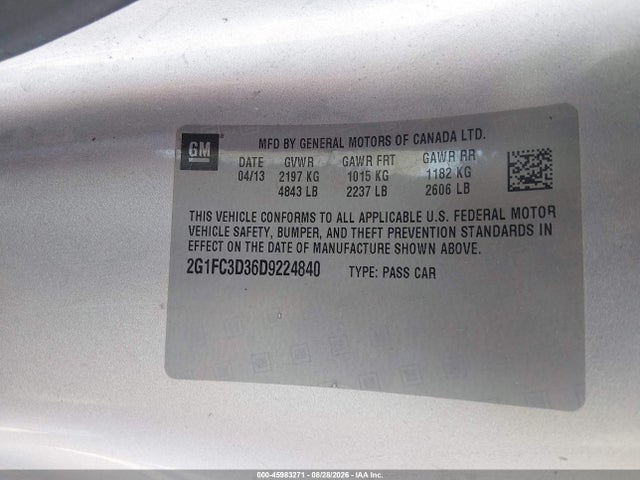 Aukcja sprzedaży 2013 Chevrolet Camaro 2lt, vin: 2G1FC3D36D9224840, numer aukcji: 45983271