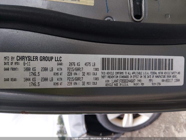 2011 Jeep Compass Sport მანქანა იყიდება აუქციონზე, vin: 1J4NF1FB5BD244607, აუქციონის ნომერი: 45983342