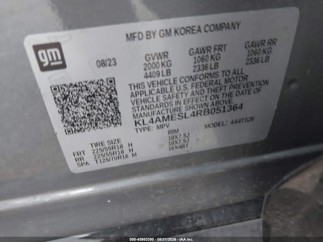Aukcja sprzedaży 2024 Buick Encore Gx Sport Touring Awd, vin: KL4AMESL4RB051364, numer aukcji: 45983390
