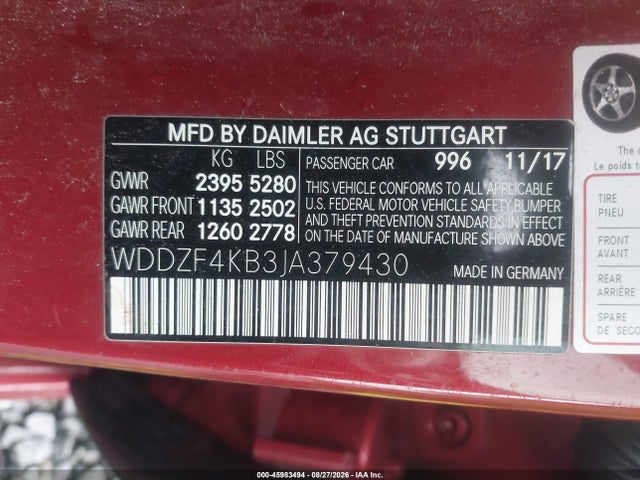 Продаж на аукціоні авто 2018 Mercedes-benz E 300 4matic, vin: WDDZF4KB3JA379430, номер лоту: 45983494