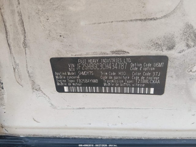 Продаж на аукціоні авто 2012 Subaru Forester 2.5x Touring, vin: JF2SHBGC3CH434787, номер лоту: 45983518