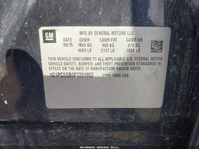 Продаж на аукціоні авто 2015 Chevrolet Cruze 1lt Auto, vin: 1G1PC5SB9F7291852, номер лоту: 45983538