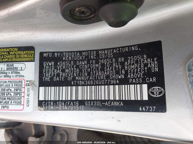 Aukcja sprzedaży 2006 Toyota Avalon Xl, vin: 4T1BK36B26U077964, numer aukcji: 45983550