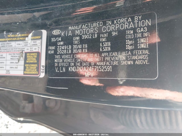Aukcja sprzedaży 2015 Kia Soul, vin: KNDJN2A24F7152591, numer aukcji: 45983610
