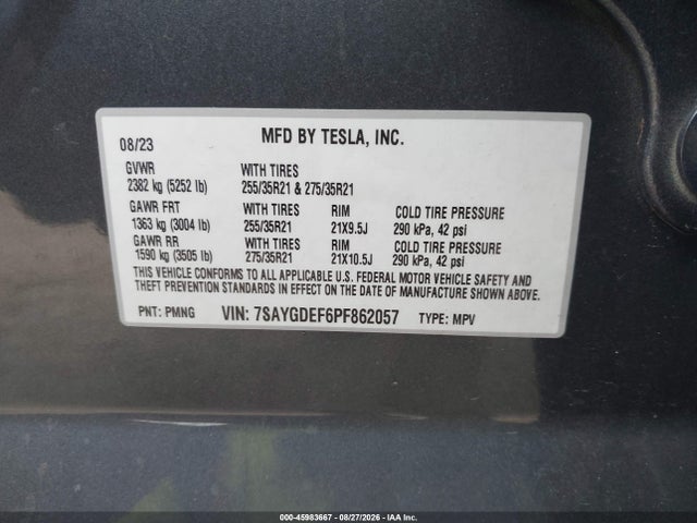 7SAYGDEF6PF862057 Tesla Model Y Performance Dual Motor All-wheel Drive