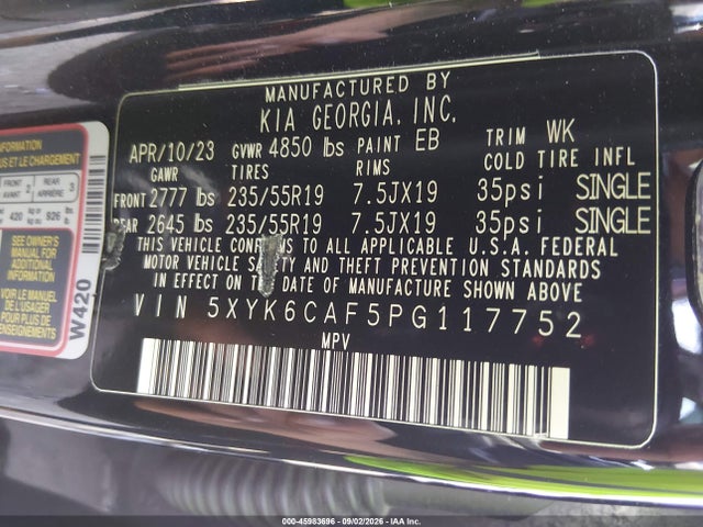 45983696 :رقم المزاد ، 5XYK6CAF5PG117752 vin ، 2023 Kia Sportage X-line مزاد بيع