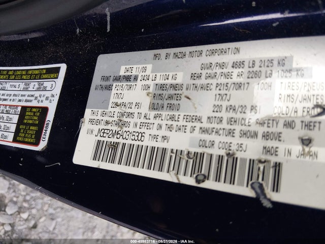 45983716 :رقم المزاد ، JM3ER2WM5A0315306 vin ، 2010 Mazda Cx-7 I Sport مزاد بيع