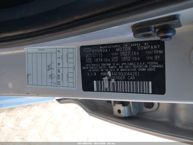 45983762 :رقم المزاد ، KMHCT4AE9GU044261 vin ، 2016 Hyundai Accent Se مزاد بيع