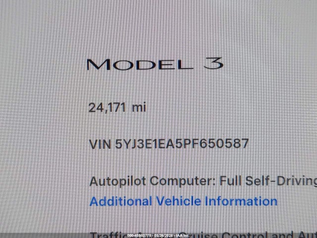 Aukcja sprzedaży 2023 Tesla Model 3 Rear-wheel Drive, vin: 5YJ3E1EA5PF650587, numer aukcji: 45983778