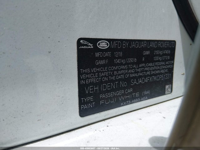 Продаж на аукціоні авто 2019 Jaguar Xe 25t Premium, vin: SAJAD4FX7KCP51331, номер лоту: 45983807