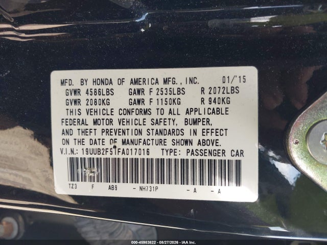 Aukcja sprzedaży 2015 Acura Tlx V6 Tech, vin: 19UUB2F51FA017016, numer aukcji: 45983822