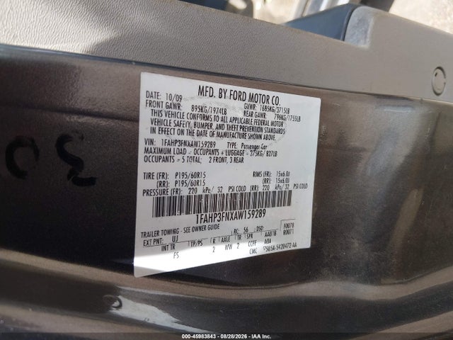 Продаж на аукціоні авто 2010 Ford Focus Se, vin: 1FAHP3FNXAW159289, номер лоту: 45983843