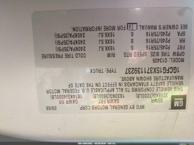 Aukcja sprzedaży 2007 Chevrolet Express Work Van, vin: 1GCFG15X371139237, numer aukcji: 45983882