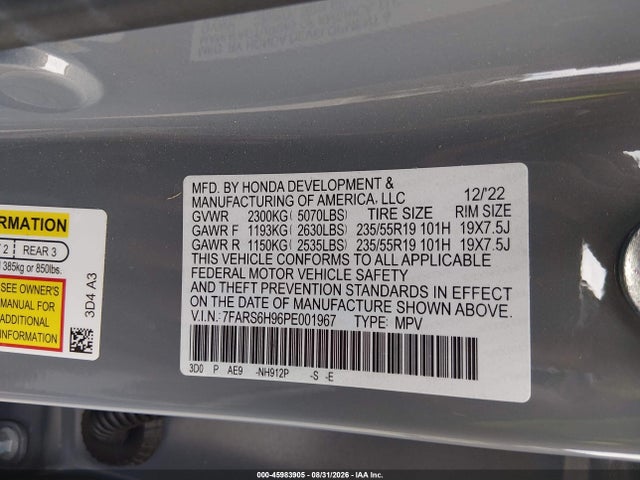 Aukcja sprzedaży 2023 Honda Cr-v Hybrid Sport Touring, vin: 7FARS6H96PE001967, numer aukcji: 45983905