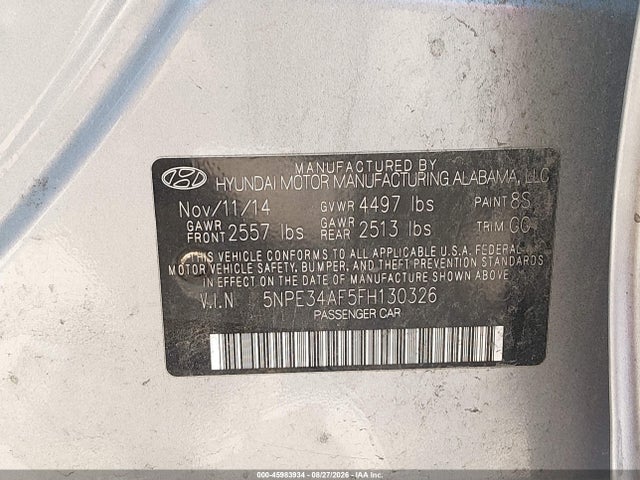 Продаж на аукціоні авто 2015 Hyundai Sonata Limited, vin: 5NPE34AF5FH130326, номер лоту: 45983934