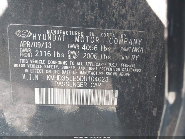 Продажа на аукционе авто 2013 Hyundai Elantra Gt, vin: KMHD35LE5DU104023, номер лота: 45983941