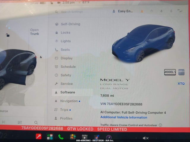 Aukcja sprzedaży 2025 Tesla Model Y Long Range Dual Motor All-wheel Drive, vin: 7SAYGDEE0SF282688, numer aukcji: 45983963