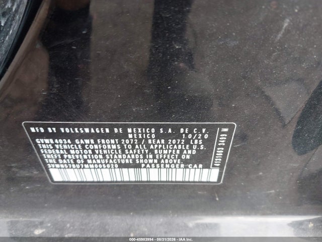 2021 Volkswagen Jetta 1.4t R-line/1.4t S მანქანა იყიდება აუქციონზე, vin: 3VWN57BU7MM005020, აუქციონის ნომერი: 45983994