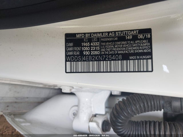 Aukcja sprzedaży 2019 Mercedes-benz Cla 250, vin: WDDSJ4EB2KN725408, numer aukcji: 45984006