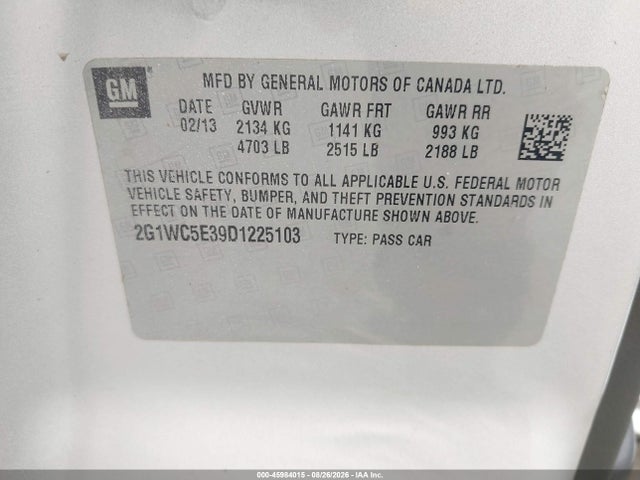 Aukcja sprzedaży 2013 Chevrolet Impala Ltz, vin: 2G1WC5E39D1225103, numer aukcji: 45984015