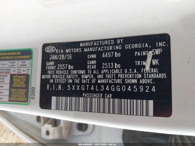 KIA Optima Lx 2016 5XXGT4L34GG045924 Image 9