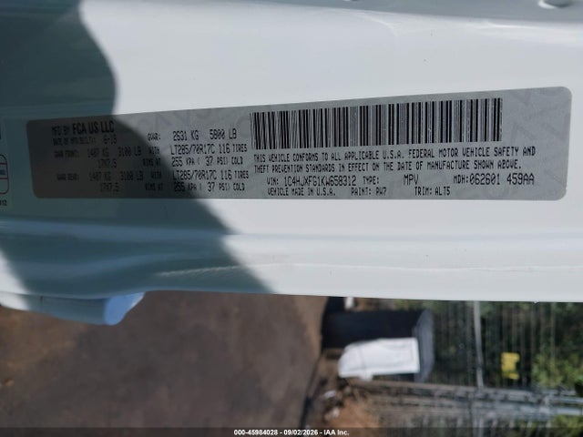 45984028 :رقم المزاد ، 1C4HJXFG1KW658312 vin ، 2019 Jeep Wrangler Unlimited Rubicon 4x4 مزاد بيع