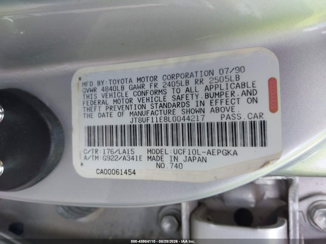 Продаж на аукціоні авто 1990 Lexus Ls 400, vin: JT8UF11E8L0044217, номер лоту: 45984110