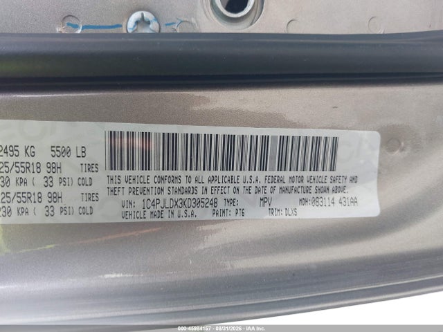 45984157 :رقم المزاد ، 1C4PJLDX3KD305248 vin ، 2019 Jeep Cherokee Limited Fwd مزاد بيع
