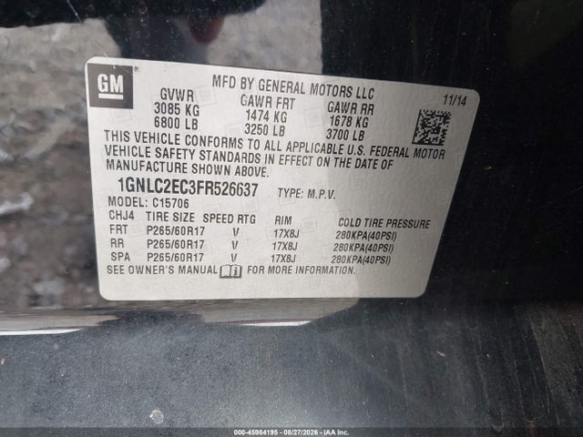 1GNLC2EC3FR526637 Chevrolet Tahoe Commercial