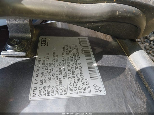 45984218 :رقم المزاد ، WA1LAAF79HD012943 vin ، 2017 Audi Q7 3.0t Premium مزاد بيع