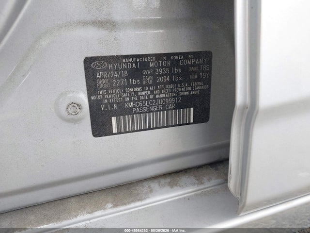 45984252 :رقم المزاد ، KMHC65LC2JU099912 vin ، 2018 Hyundai Ioniq Hybrid Blue مزاد بيع