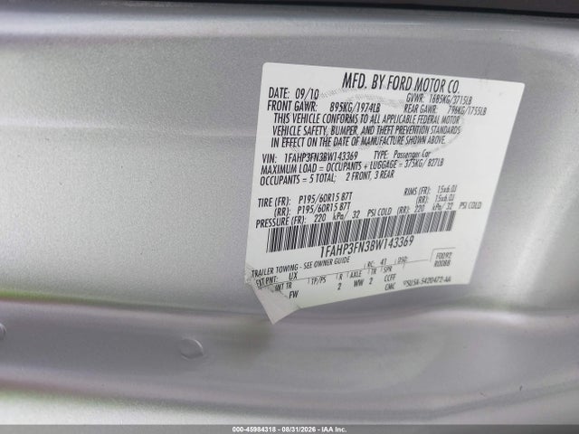 Продаж на аукціоні авто 2011 Ford Focus Se, vin: 1FAHP3FN3BW143369, номер лоту: 45984318