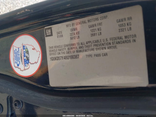 Aukcja sprzedaży 2008 Cadillac Dts 1sa, vin: 1G6KD57Y48U166387, numer aukcji: 45984365