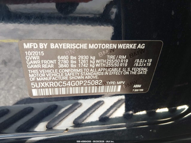 Продажа на аукционе авто 2016 Bmw X5 Xdrive35i, vin: 5UXKR0C54G0P25082, номер лота: 45984388