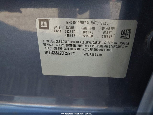 Продажа на аукционе авто 2014 Chevrolet Malibu 1lt, vin: 1G11C5SL9EF282071, номер лота: 45984399