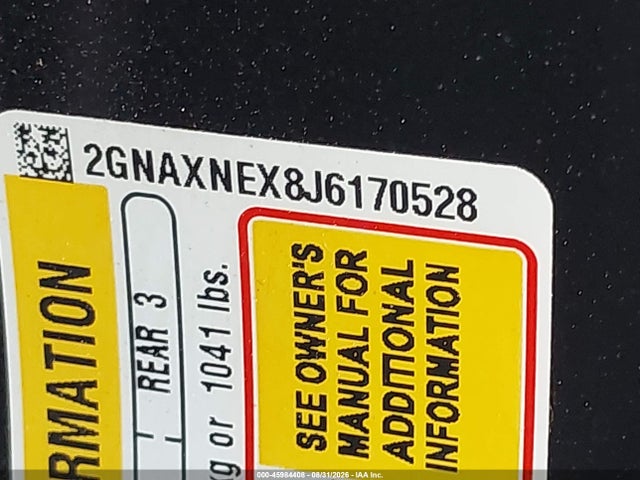 Продажа на аукционе авто 2018 Chevrolet Equinox Premier, vin: 2GNAXNEX8J6170528, номер лота: 45984408