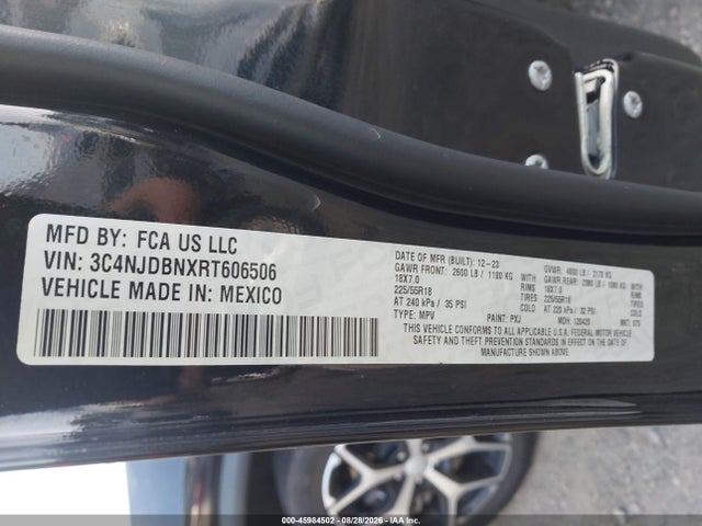45984502 :رقم المزاد ، 3C4NJDBNXRT606506 vin ، 2024 Jeep Compass Latitude 4x4 مزاد بيع