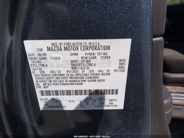 45984525 :رقم المزاد ، 4F2CY0C79AKM01020 vin ، 2010 Mazda Tribute I Touring مزاد بيع