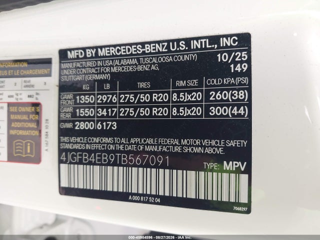 4JGFB4EB9TB567091 Mercedes-Benz GLE 350