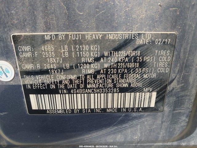 4S4BSANC5H3353285 Subaru Outback 2.5i Limited