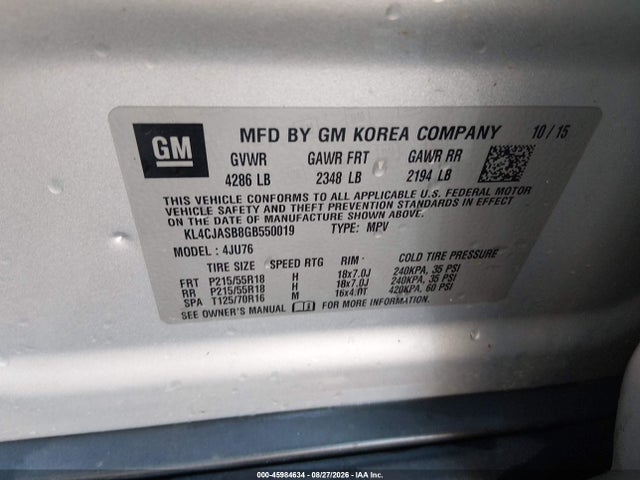 Продаж на аукціоні авто 2016 Buick Encore, vin: KL4CJASB8GB550019, номер лоту: 45984634