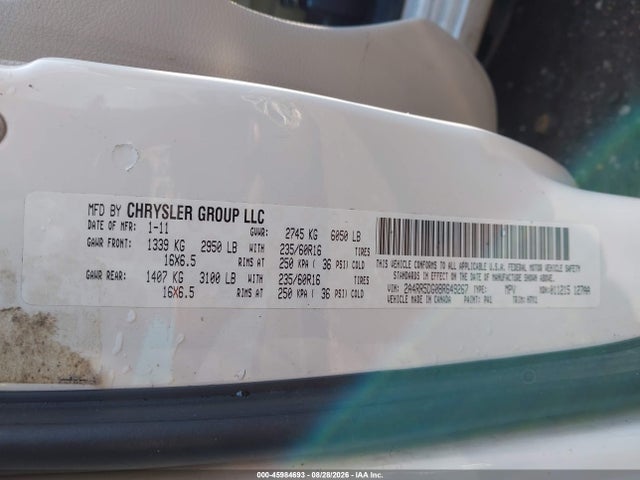 Aukcja sprzedaży 2011 Chrysler Town & Country Touring, vin: 2A4RR5DG0BR649267, numer aukcji: 45984693