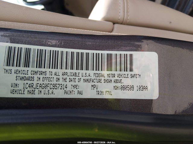 Продаж на аукціоні авто 2015 Jeep Grand Cherokee Laredo, vin: 1C4RJEAG0FC957314, номер лоту: 45984760