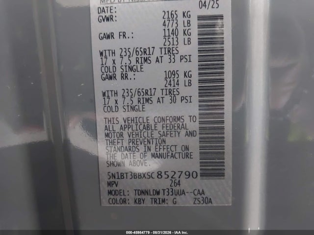 Продажа на аукционе авто 2025 Nissan Rogue Rock Creek, vin: 5N1BT3BBXSC852790, номер лота: 45984779