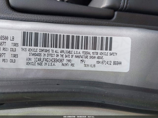 Продаж на аукціоні авто 2017 Jeep Grand Cherokee Altitude 4x4, vin: 1C4RJFAG1HC834307, номер лоту: 45984789