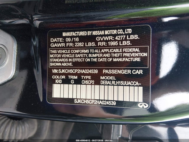 Продаж на аукціоні авто 2017 Infiniti Qx30 Premium, vin: SJKCH5CP2HA024539, номер лоту: 45984812