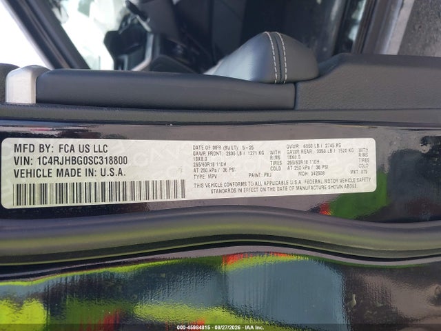 2025 Jeep Grand Cherokee Limited 4x4 მანქანა იყიდება აუქციონზე, vin: 1C4RJHBG0SC318800, აუქციონის ნომერი: 45984815