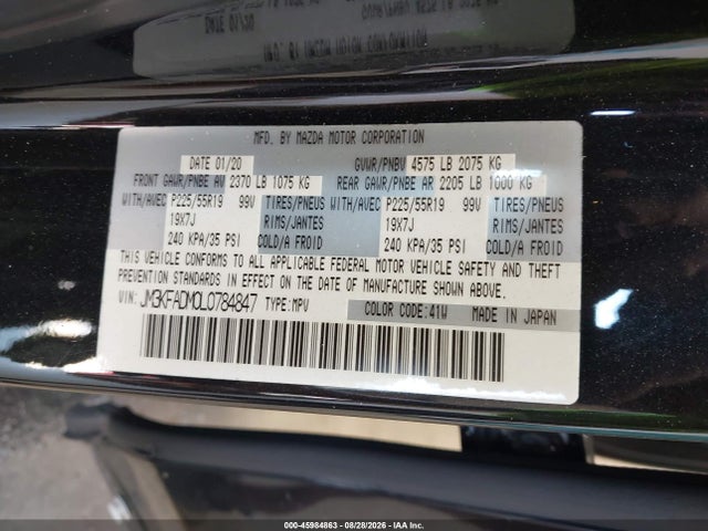 2020 Mazda Cx-5 Grand Touring მანქანა იყიდება აუქციონზე, vin: JM3KFADM0L0784847, აუქციონის ნომერი: 45984863