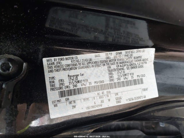 Aukcja sprzedaży 2013 Ford Focus Titanium, vin: 1FADP3J26DL121978, numer aukcji: 45984874