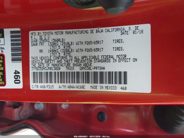 3TMBZ5DN3JM013020 Toyota Tacoma Trd Sport